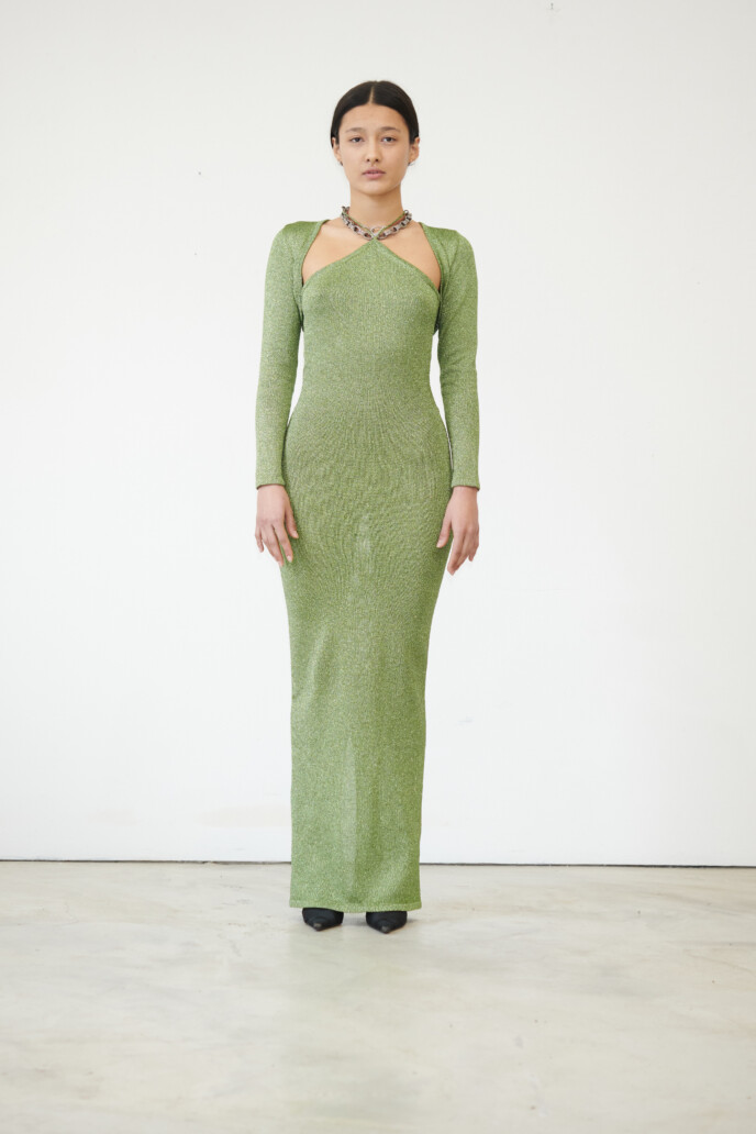 TL180 THE YELLOW WOLRD KNITWEAR LANA DRESS VERDE MELA 01