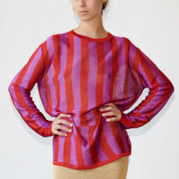 TL180 KNITWEAR CORTO TOP ROSSO AND MAGENTA 01