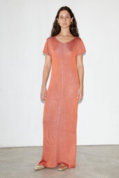 TL180 KNITWEAR VERA DRESS VANISE ARANCIO AND LILA 01