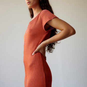 TL180 KNITWEAR VERA DRESS VANISE ARANCIO AND LILA 05