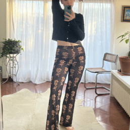 TL180 KNITWEAR CLIO KNITTED PANTS FIORI NERO AND PESCA 01